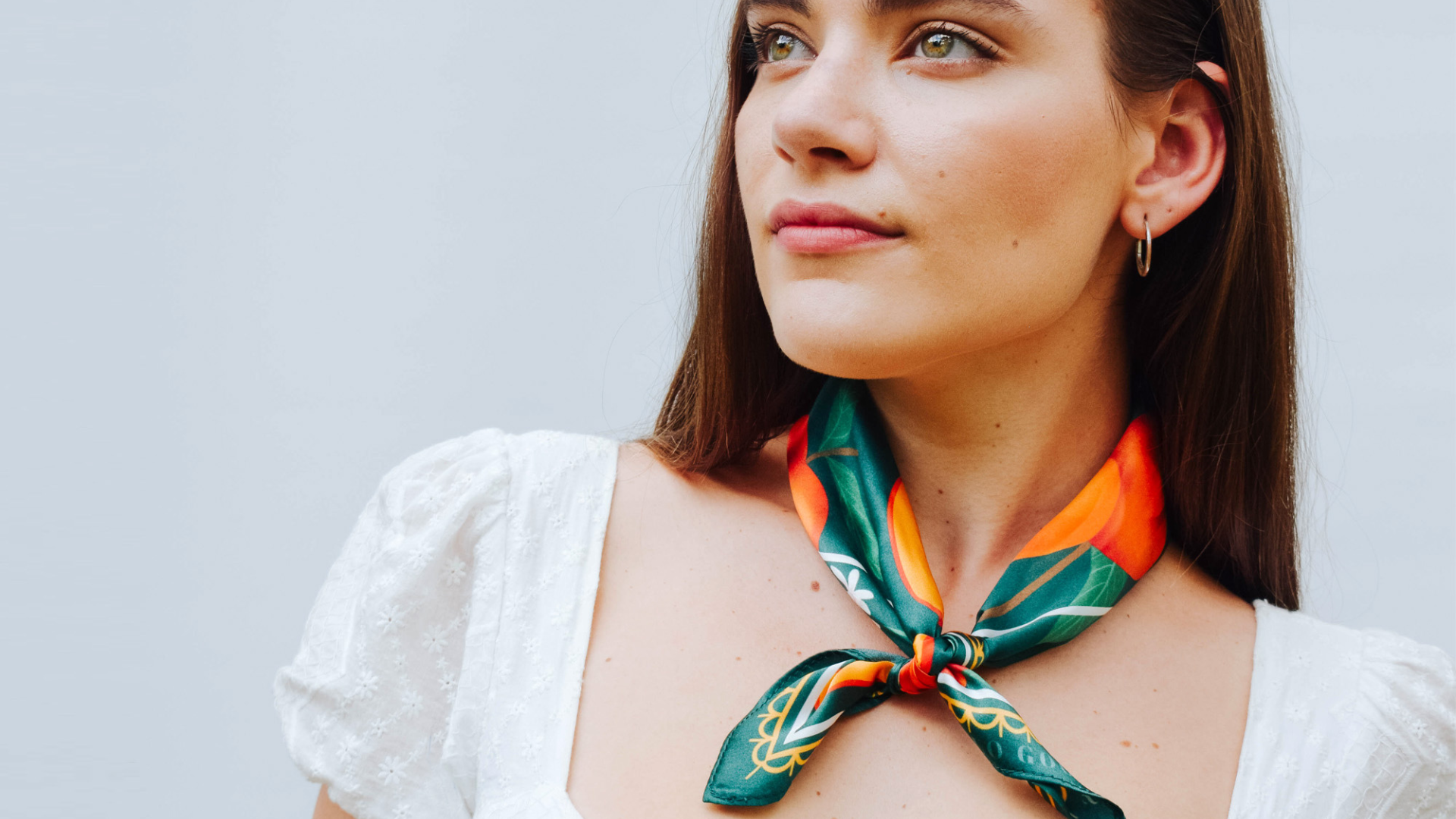 Arlo Goods silk scarf on model