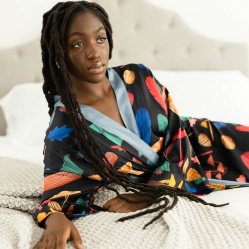 Mushroom robe on model