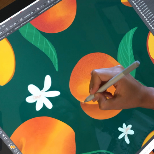 Close-up of orange print in progress
