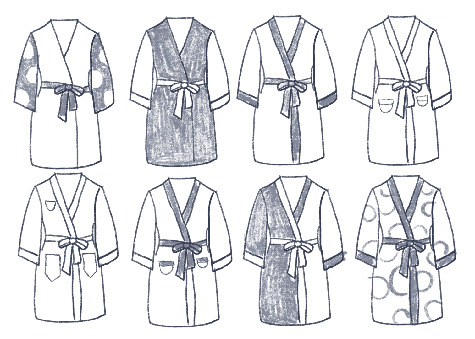 Sketch flats of robe silhouettes