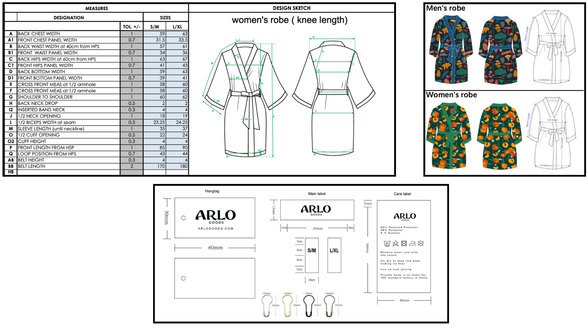 Technical spec sheets and label specifications